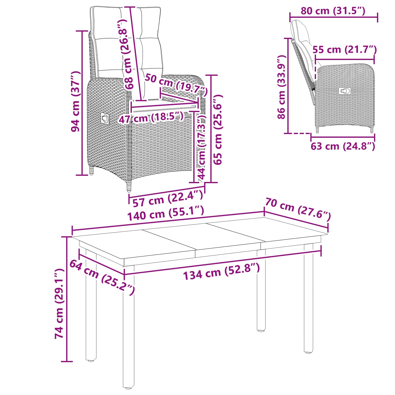Sofa-Tischset mit Kissen mit Kissen 5 pcs Schwarz
