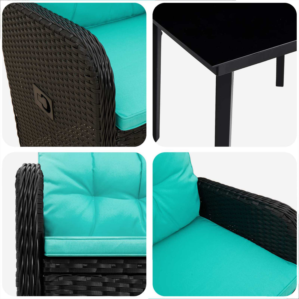 Sofa-Tischset 7 pcs PE Rattan und pulverbeschichteter Stahl