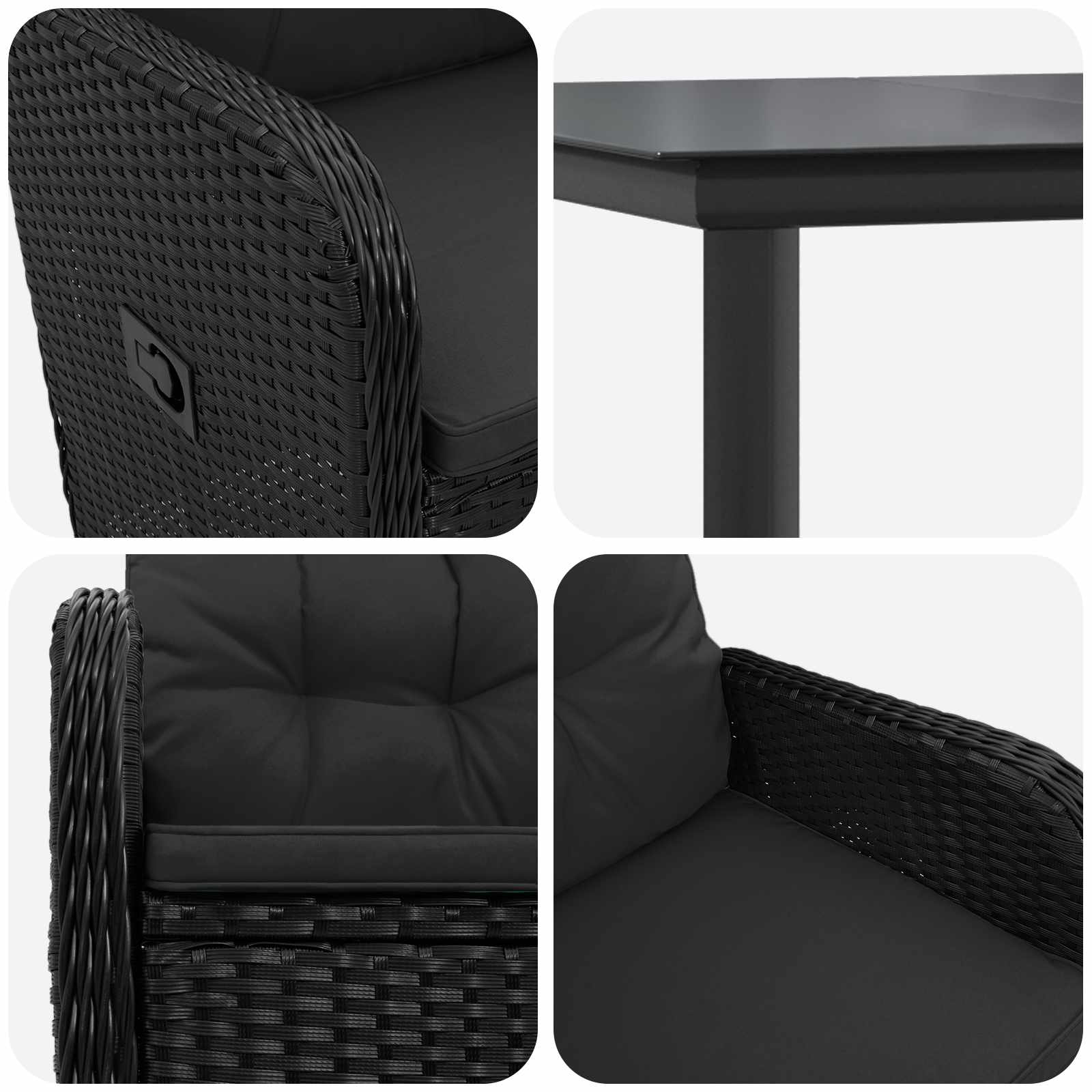 Sofa-Tischset 5 pcs PE Rattan und pulverbeschichteter Stahl