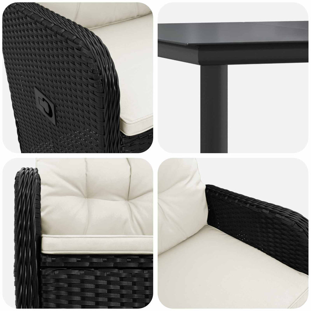 Sofa-Tischset 5 pcs PE Rattan und pulverbeschichteter Stahl