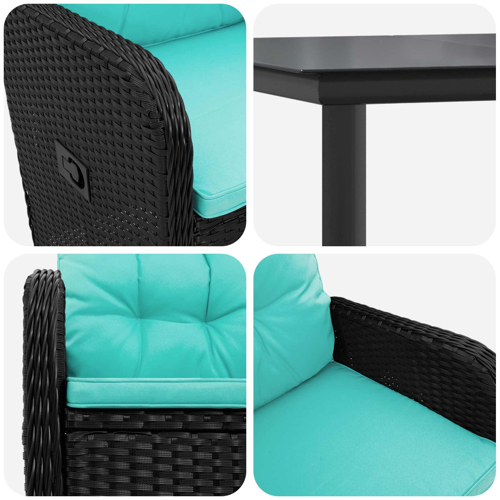 Sofa-Tischset 7 pcs PE Rattan und pulverbeschichteter Stahl