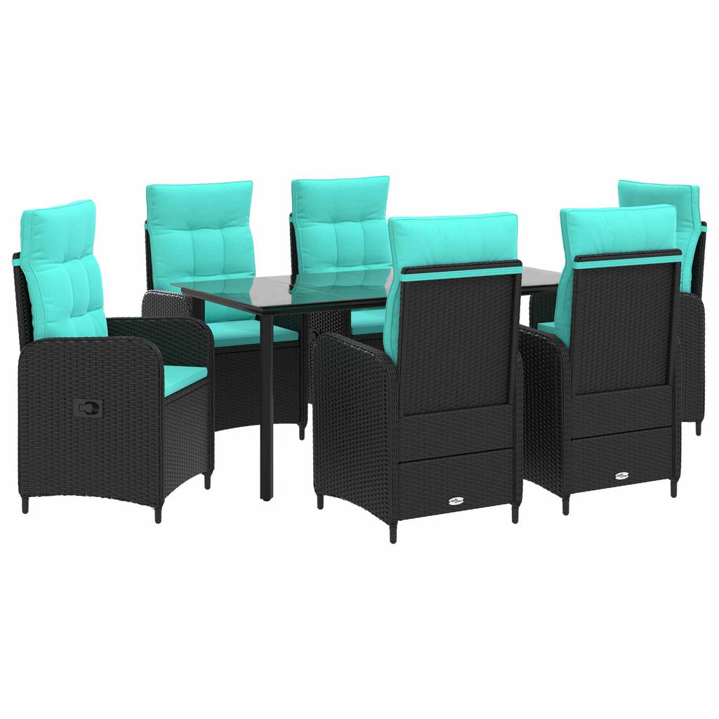 Sofa-Tischset 7 pcs PE Rattan und pulverbeschichteter Stahl
