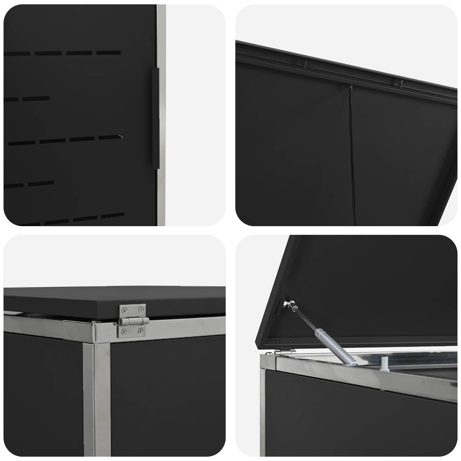 Mülltonnenbox for 3 Bins 240L Edelstahl Schwarz