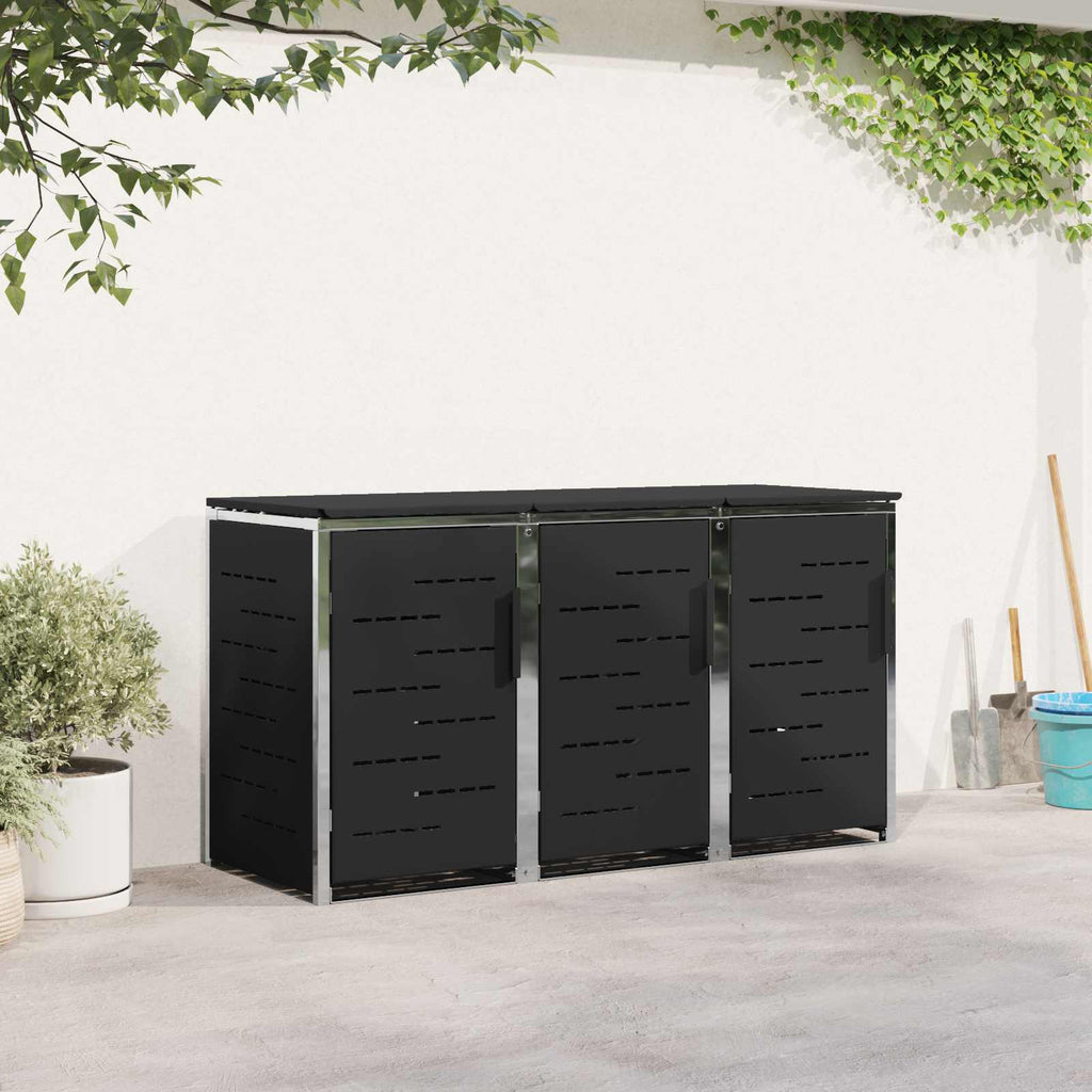Mülltonnenbox for 3 Bins 240L Edelstahl Schwarz
