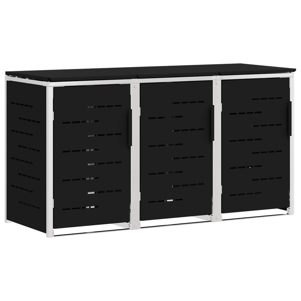Mülltonnenbox for 3 Bins 240L Edelstahl Schwarz
