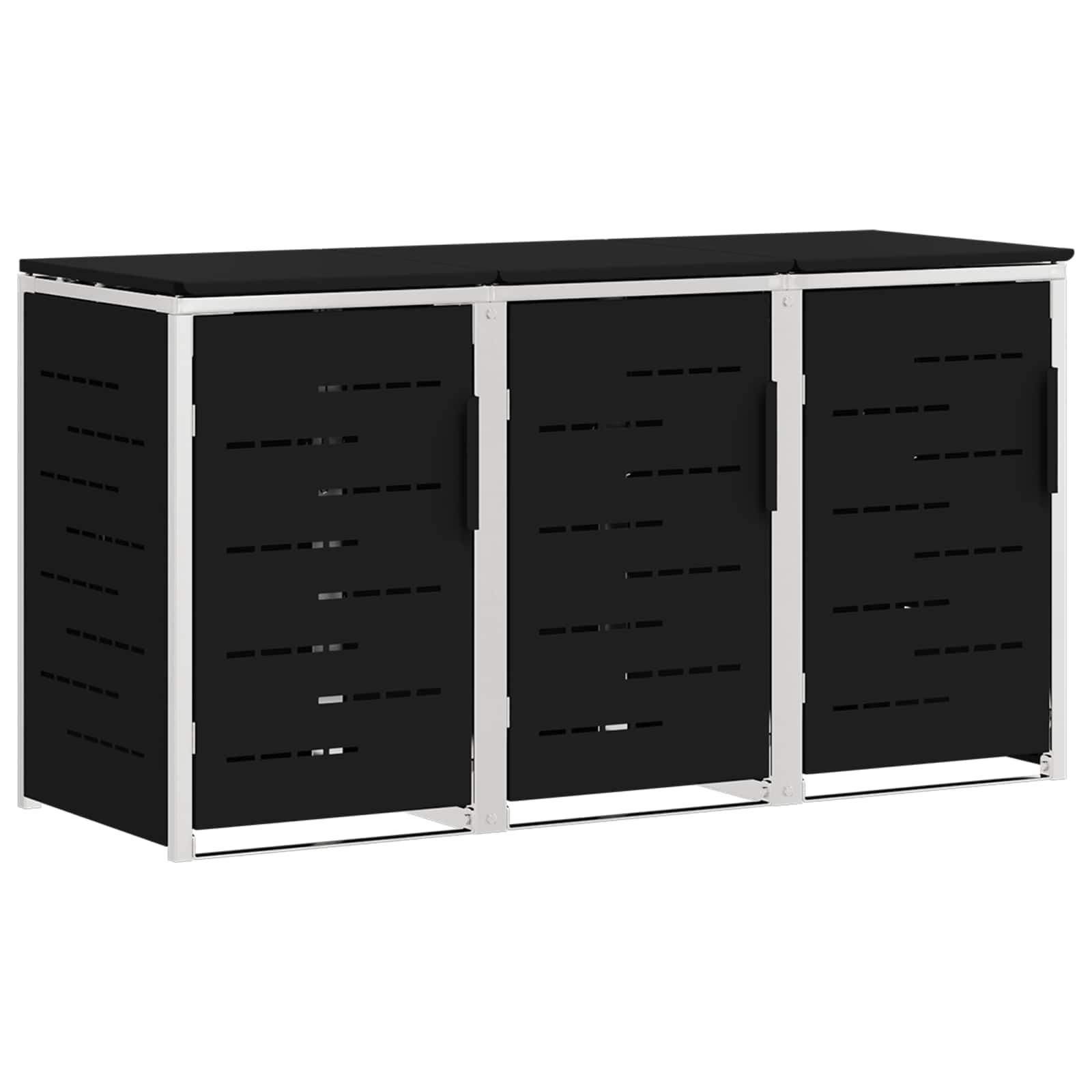 Mülltonnenbox for 3 Bins 240L Edelstahl Schwarz