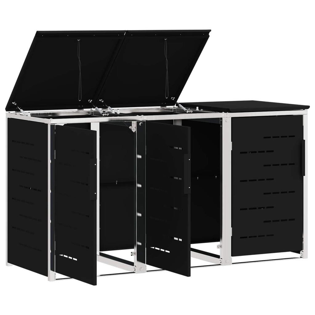 Mülltonnenbox for 3 Bins 240L Edelstahl Schwarz