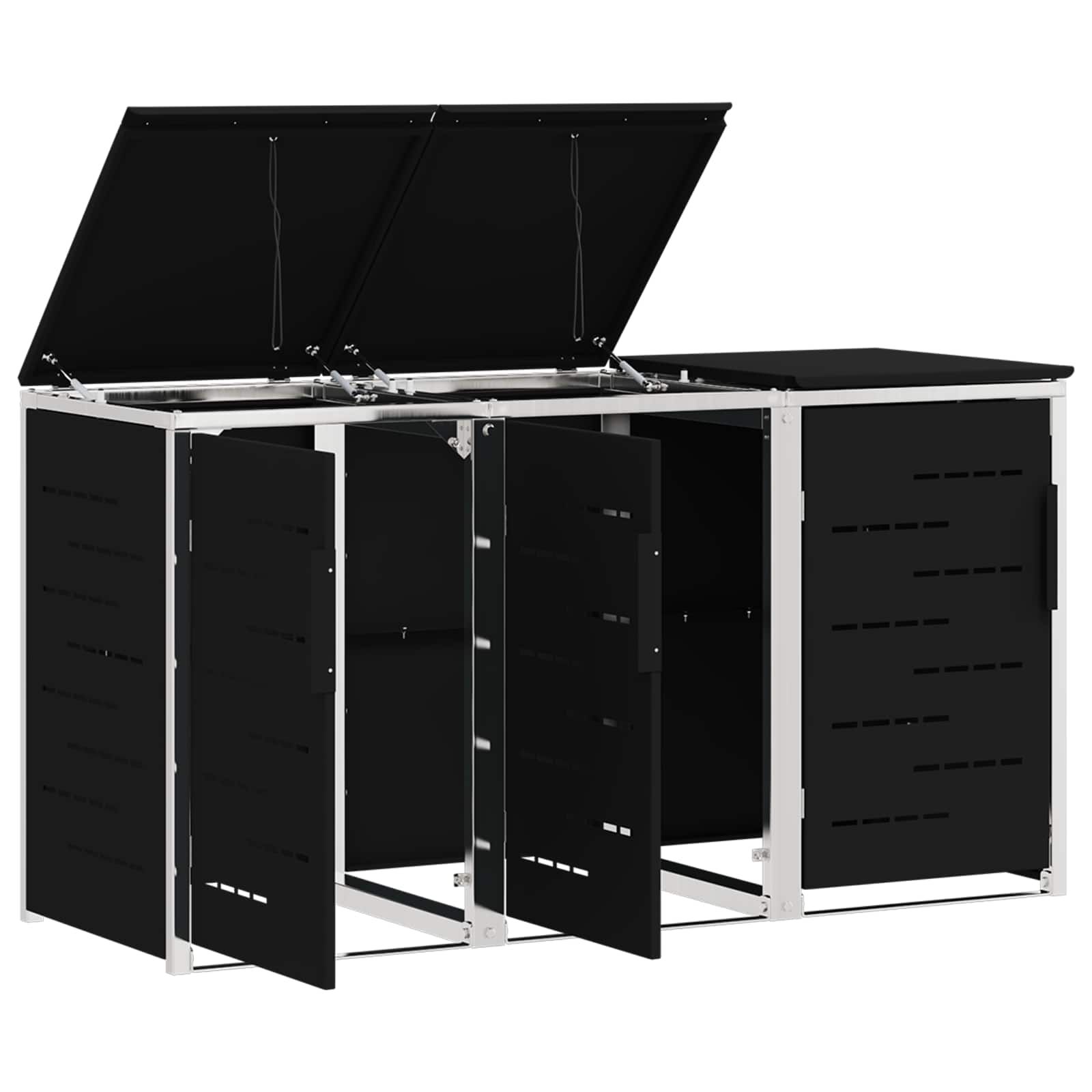 Mülltonnenbox for 3 Bins 240L Edelstahl Schwarz