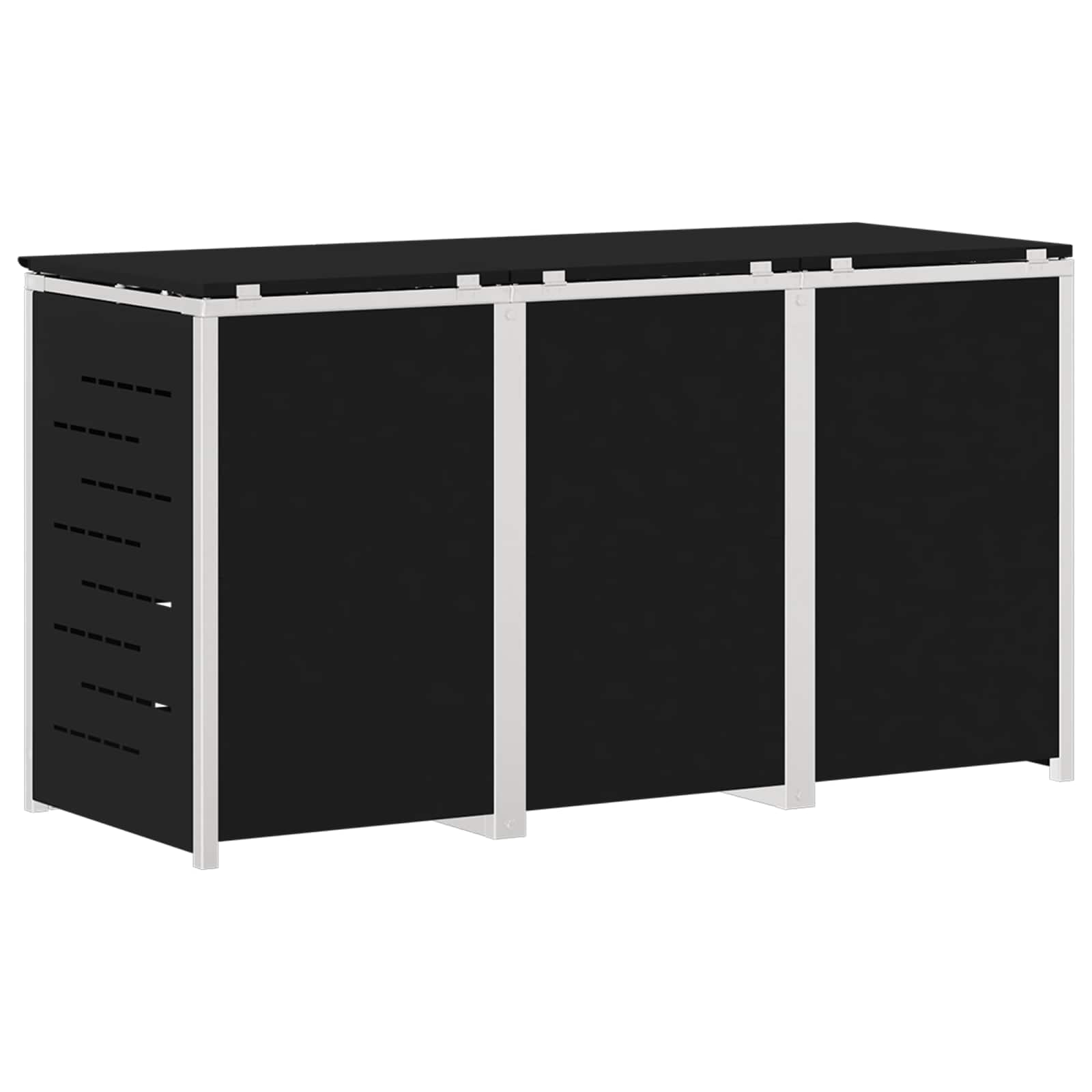 Mülltonnenbox for 3 Bins 240L Edelstahl Schwarz