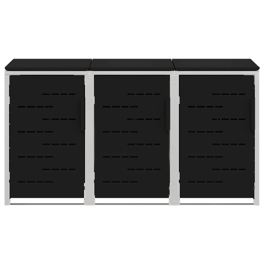 Mülltonnenbox for 3 Bins 240L Edelstahl Schwarz