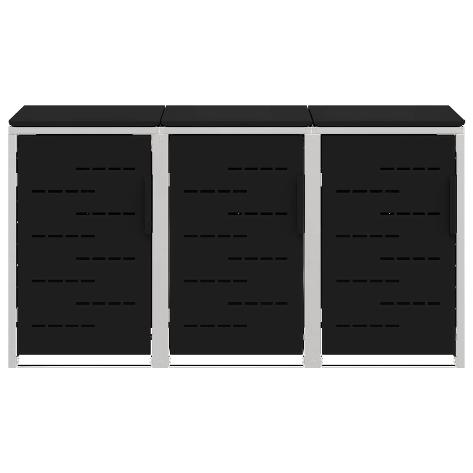 Mülltonnenbox for 3 Bins 240L Edelstahl Schwarz