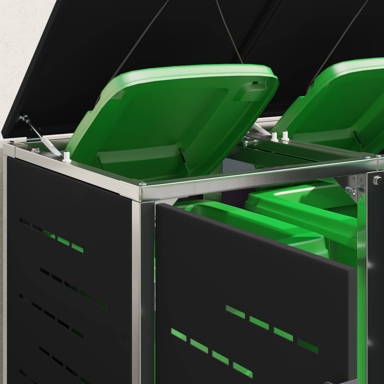 Mülltonnenbox for 4 Bins 240L Edelstahl Schwarz