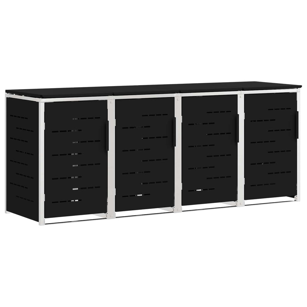 Mülltonnenbox for 4 Bins 240L Edelstahl Schwarz