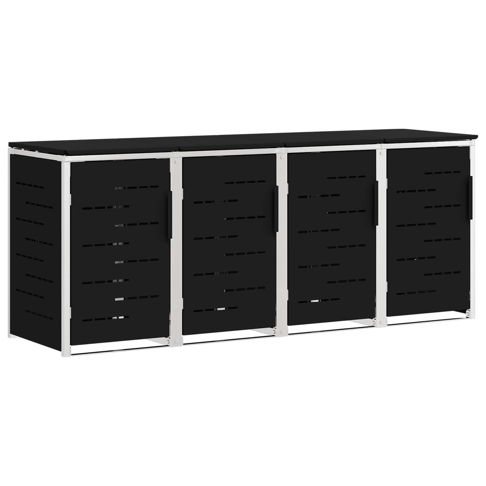 Mülltonnenbox for 4 Bins 240L Edelstahl Schwarz