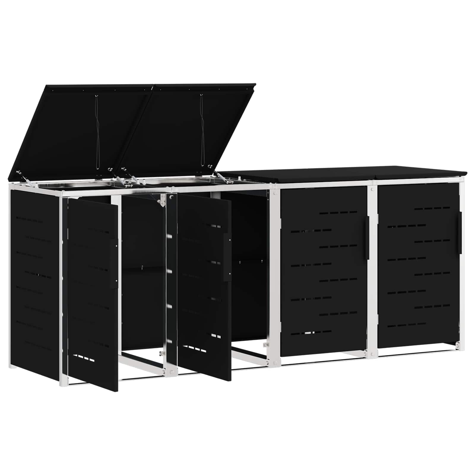 Mülltonnenbox for 4 Bins 240L Edelstahl Schwarz