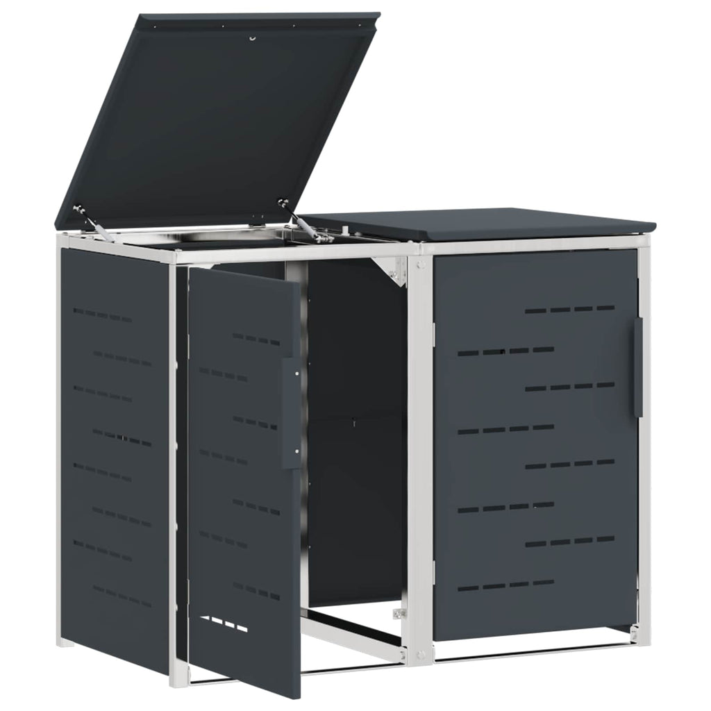 Mülltonnenbox for 2 Bins 240L Edelstahl Anthrazit