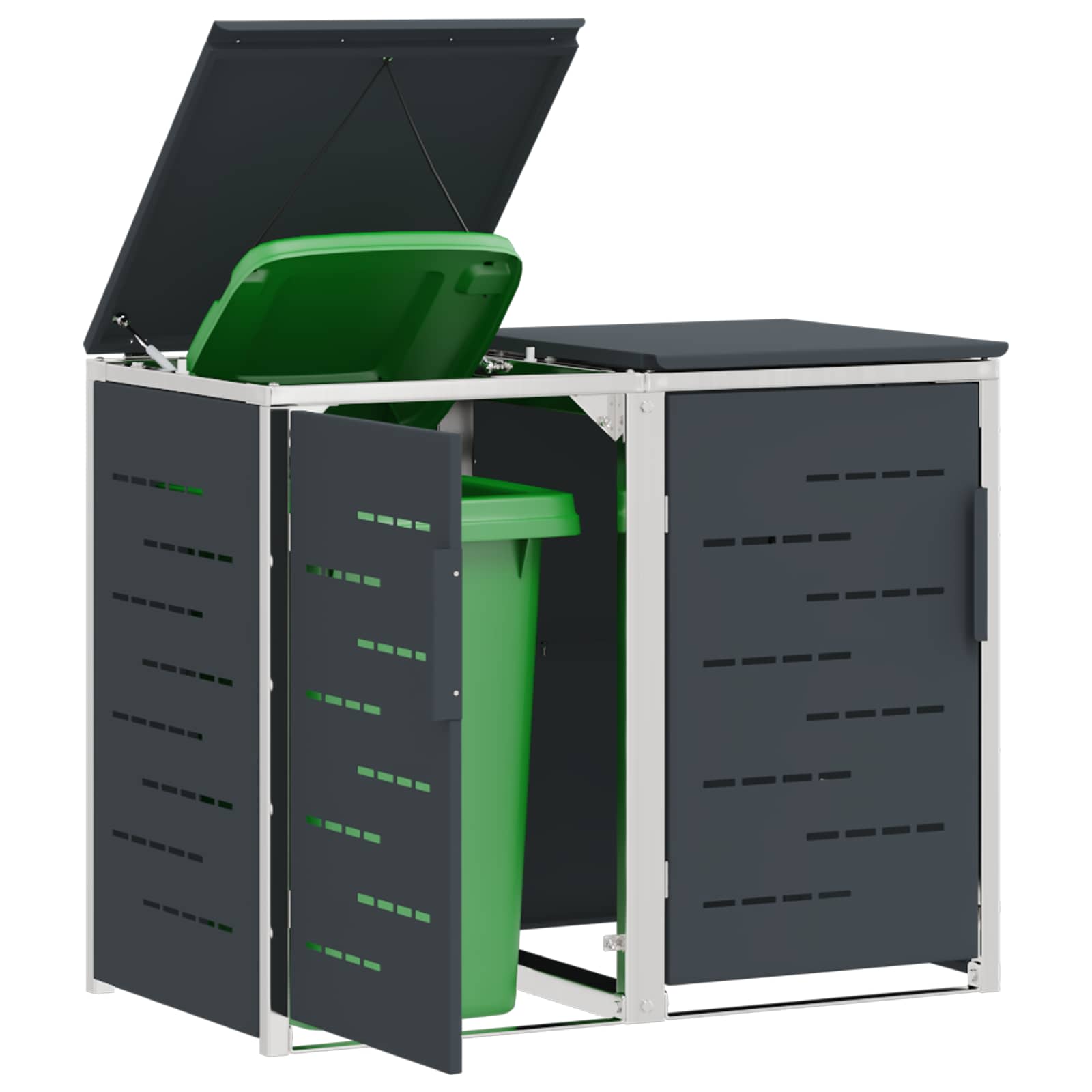 Mülltonnenbox for 2 Bins 240L Edelstahl Anthrazit