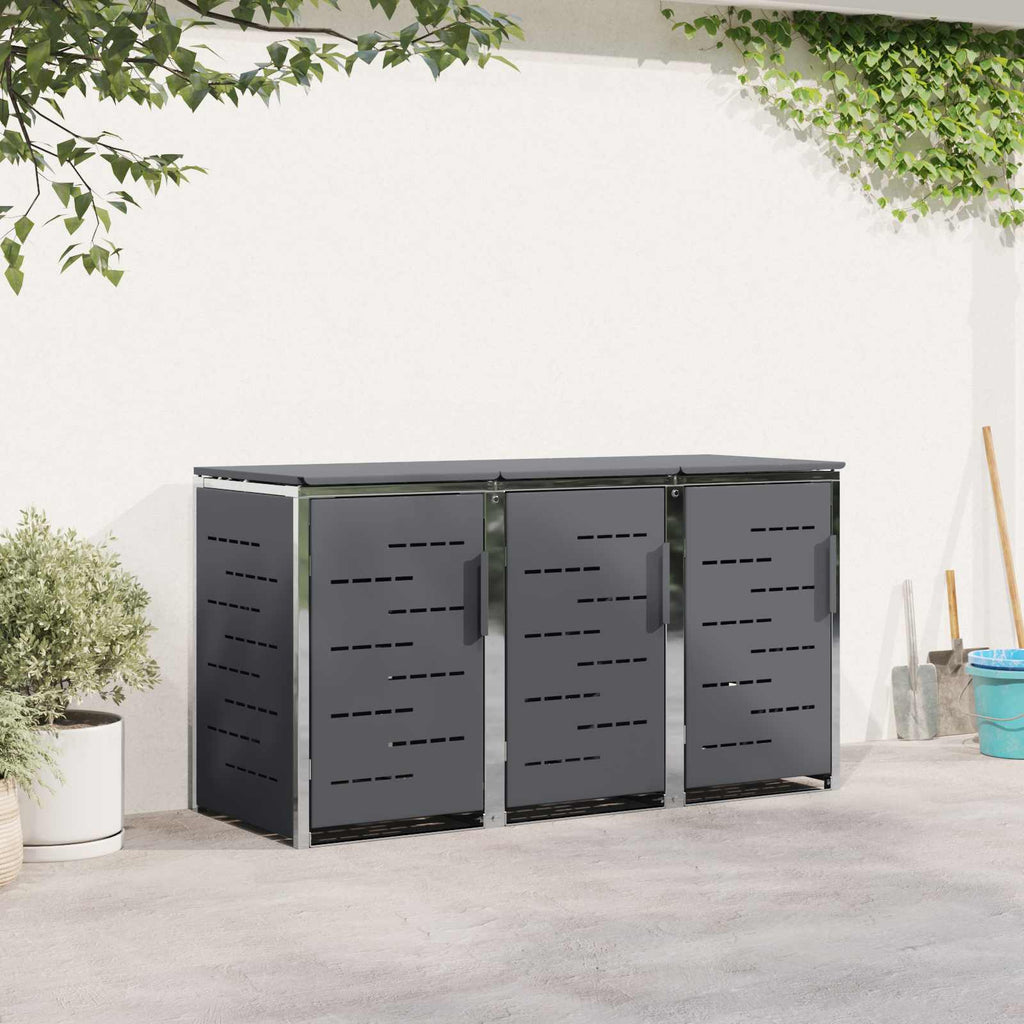 Mülltonnenbox for 3 Bins 240L Edelstahl Anthrazit