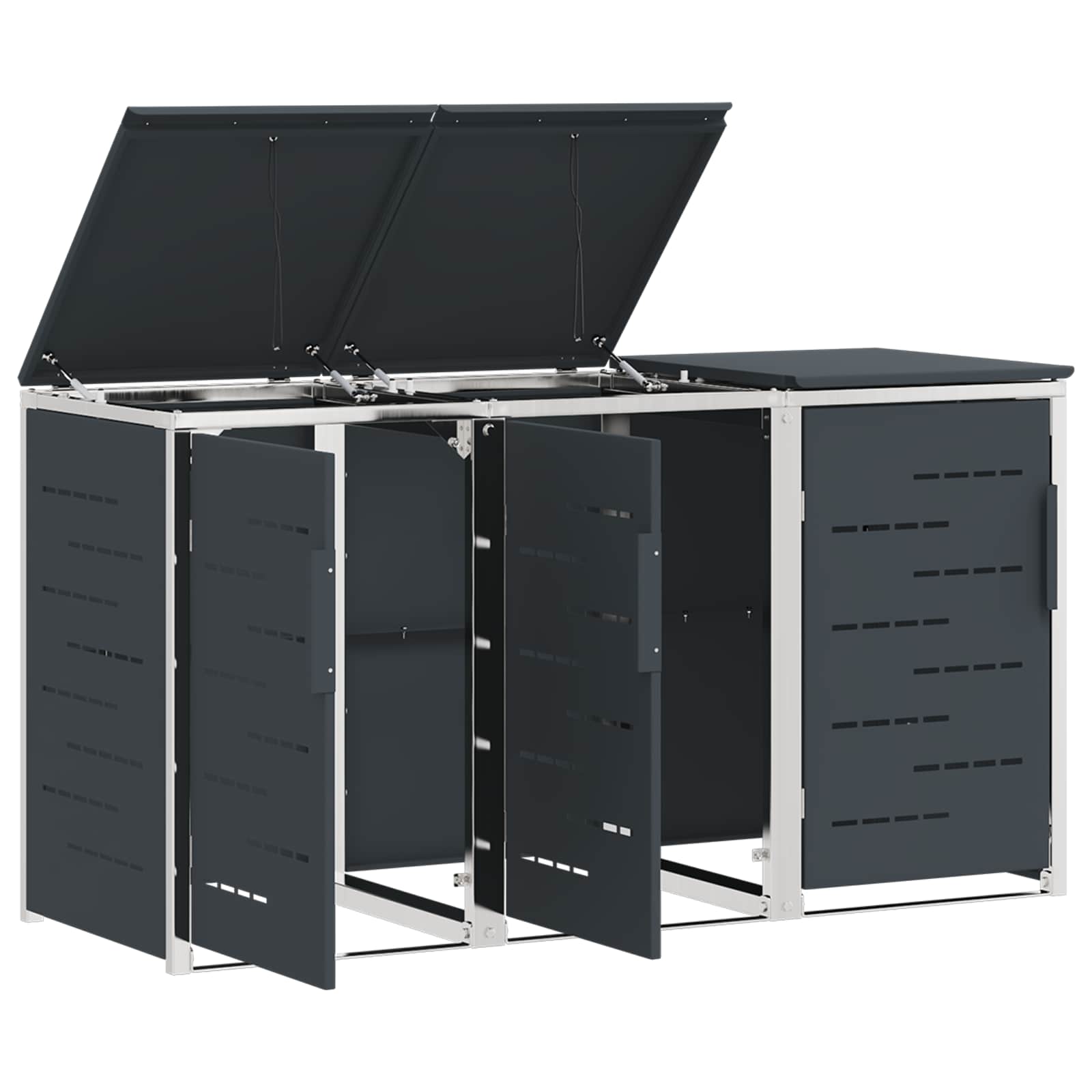 Mülltonnenbox for 3 Bins 240L Edelstahl Anthrazit