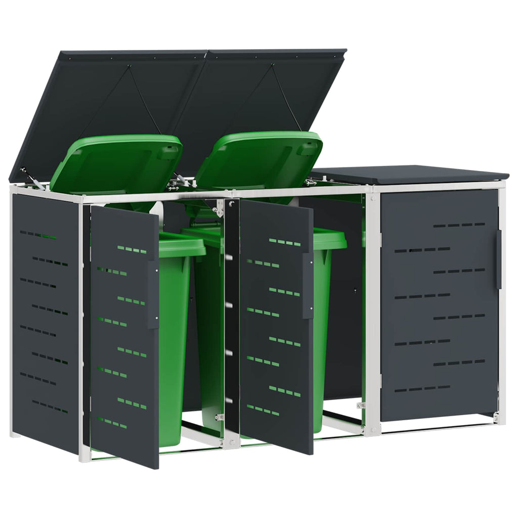 Mülltonnenbox for 3 Bins 240L Edelstahl Anthrazit
