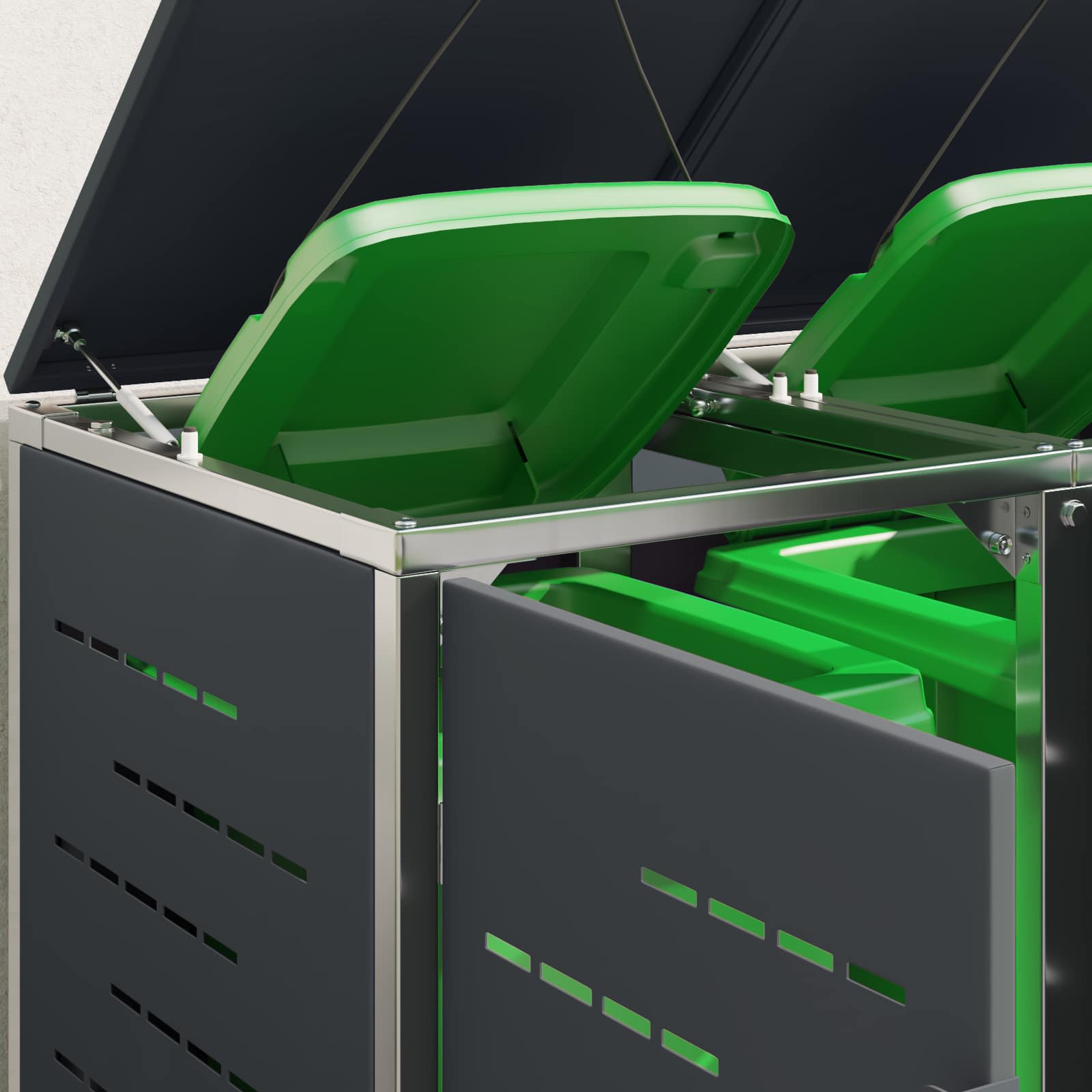 Mülltonnenbox for 4 Bins 240L Edelstahl Anthrazit