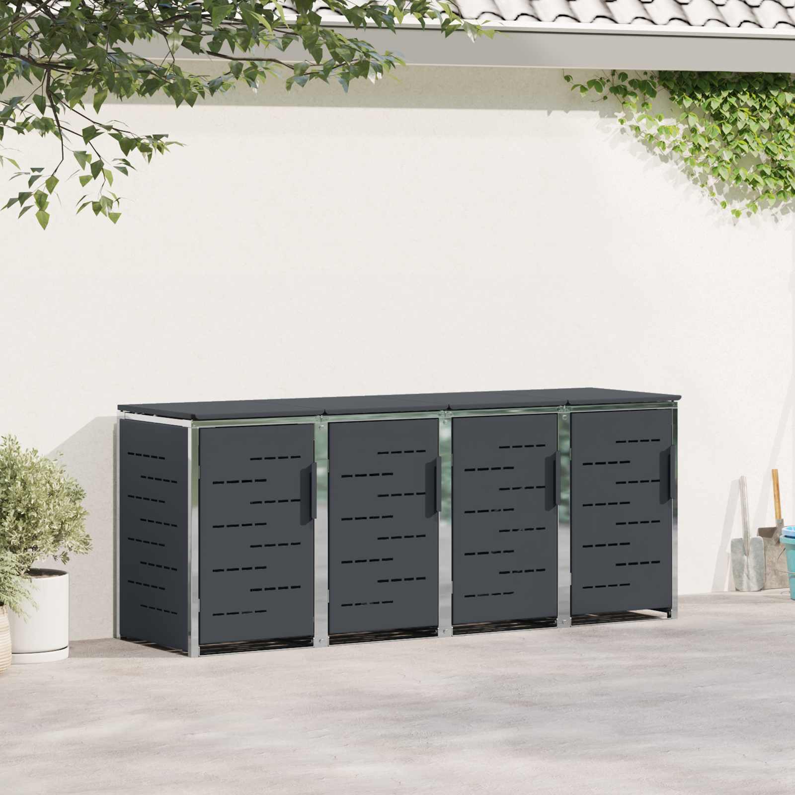Mülltonnenbox for 4 Bins 240L Edelstahl Anthrazit