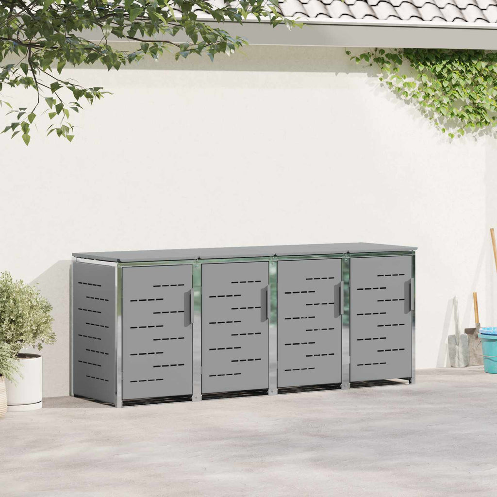Mülltonnenbox for 4 Bins 240L Edelstahl Grau