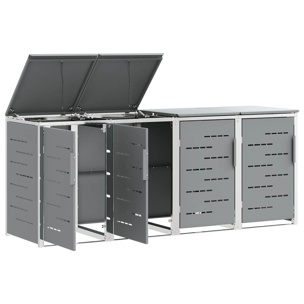 Mülltonnenbox for 4 Bins 240L Edelstahl Grau