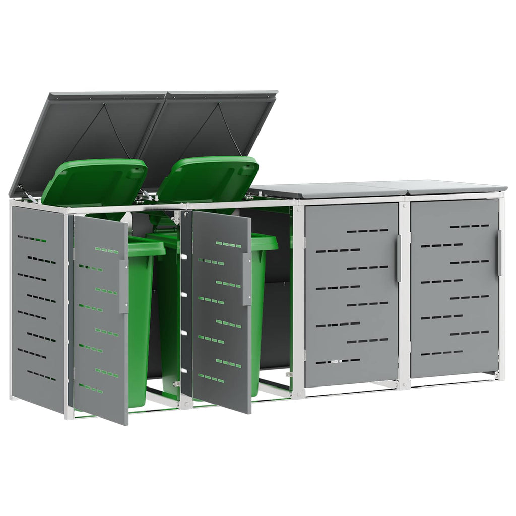 Mülltonnenbox for 4 Bins 240L Edelstahl Grau