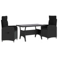 Outdoortisch-Set 3 pcs Schwarz Poly-Rattan