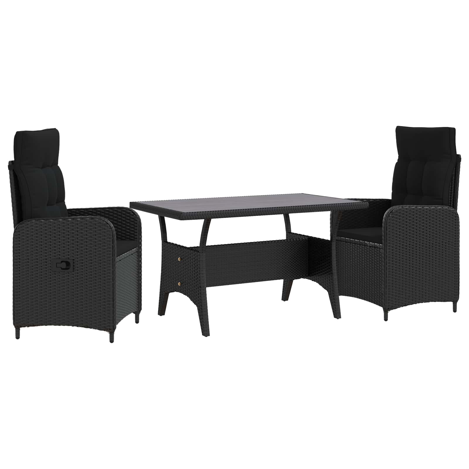 Outdoortisch-Set 3 pcs Schwarz Poly-Rattan