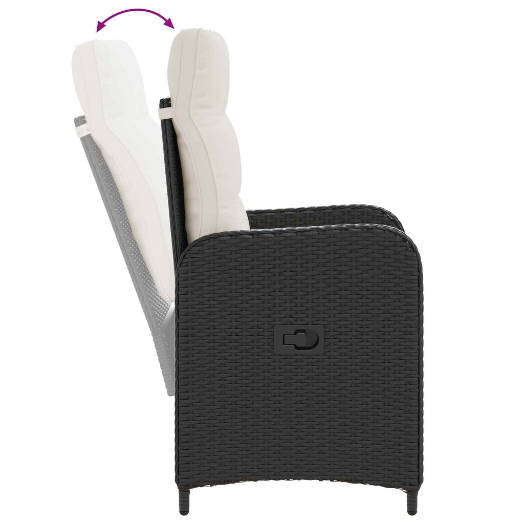Outdoortisch-Set 5 pcs Schwarz und Cremeweiß Poly-Rattan