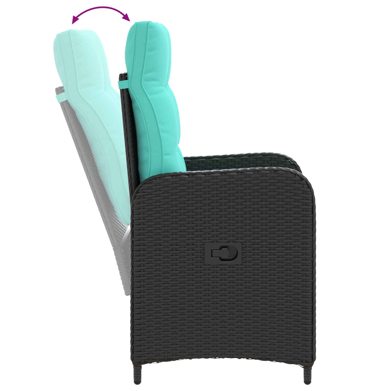 Outdoortisch-Set 3 pcs Schwarz und Türkis Poly-Rattan