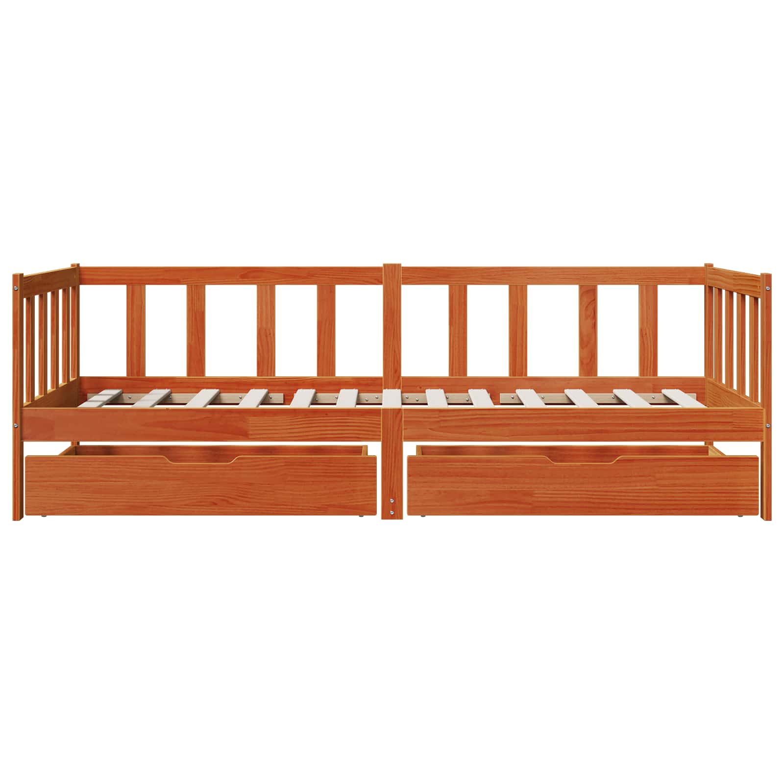 Tagesbett mit Kopfteil 3 pcs Wachsbraun Massivholz Kiefer