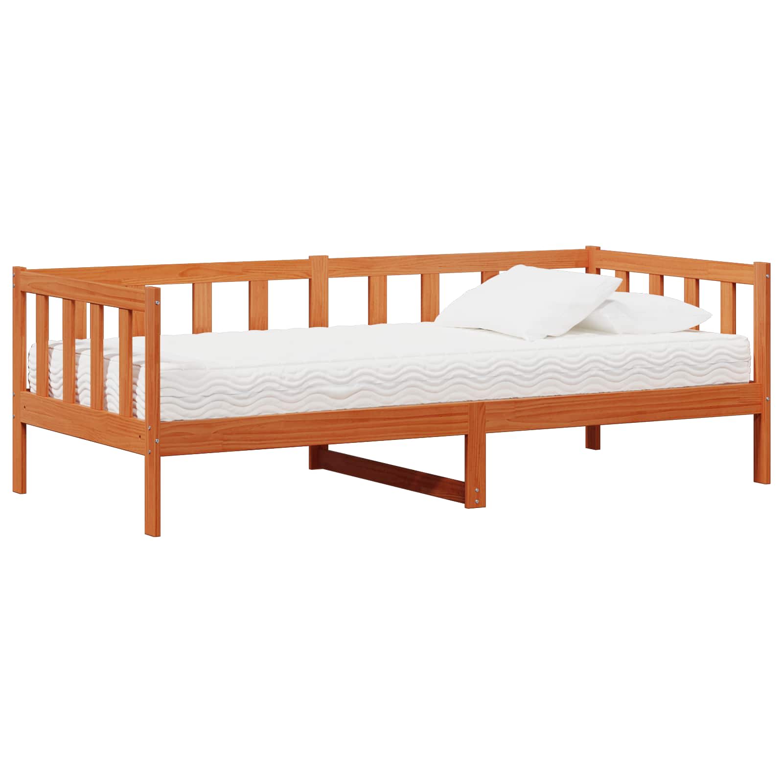 Tag-Bett mit Matratze Wachsbraun und Weiß 90 x 200 cm