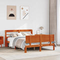 Bettrahmen mit Kopfteil 2 pcs Wachsbraun Massivholz Kiefer