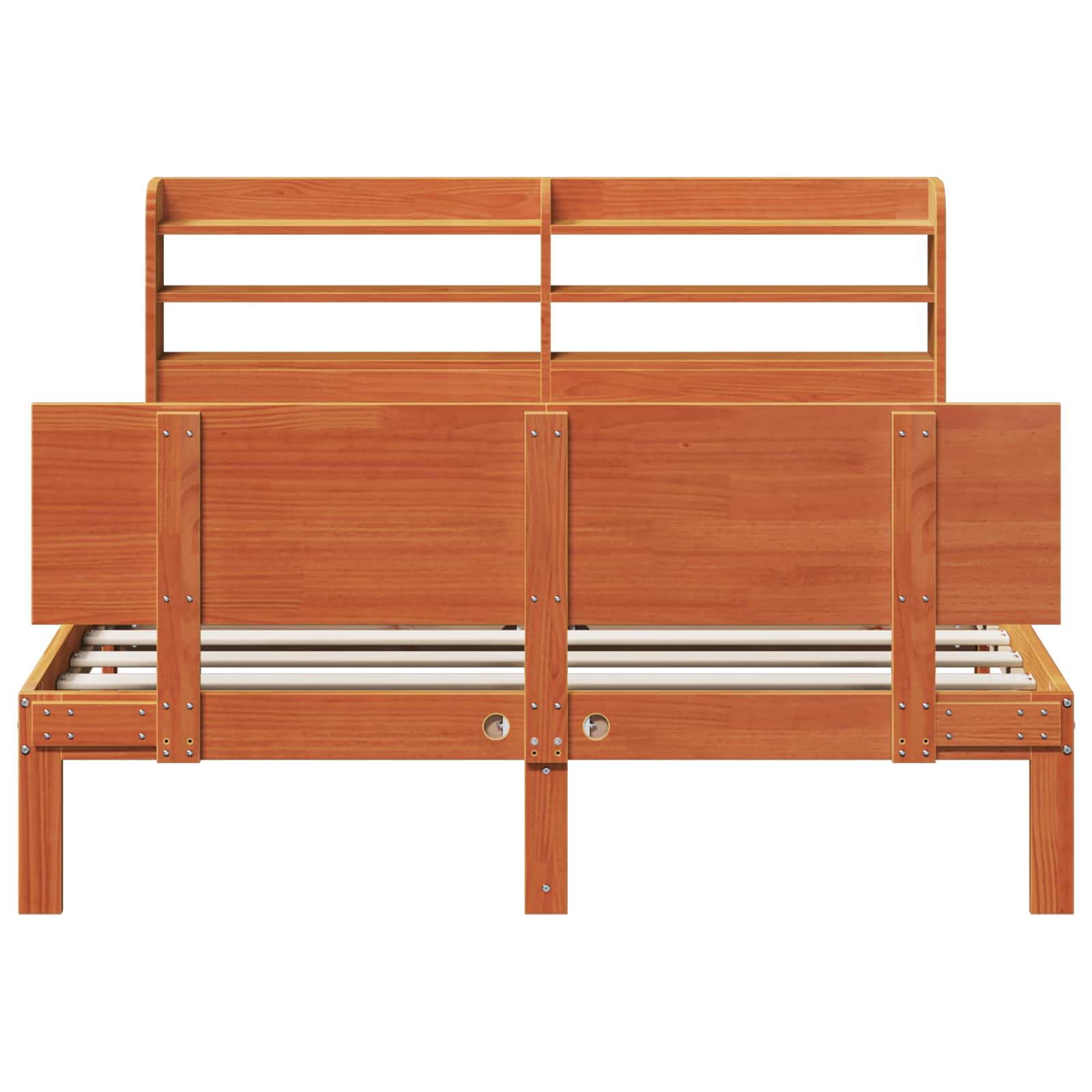Bettrahmen mit Kopfteil 2 pcs Wachsbraun Massivholz Kiefer