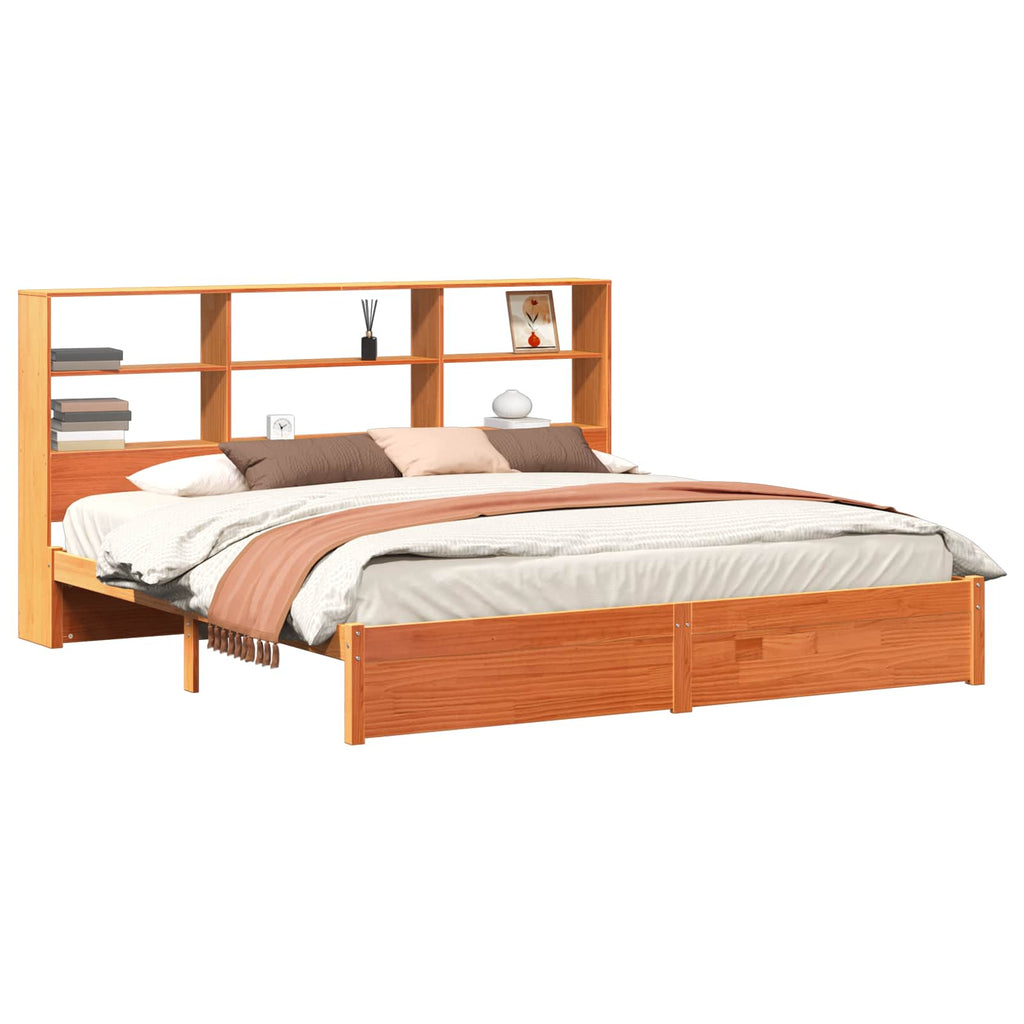 Bettgestell mit Aufbewahrungskopfteil Wachsbraun 200 x 200 cm