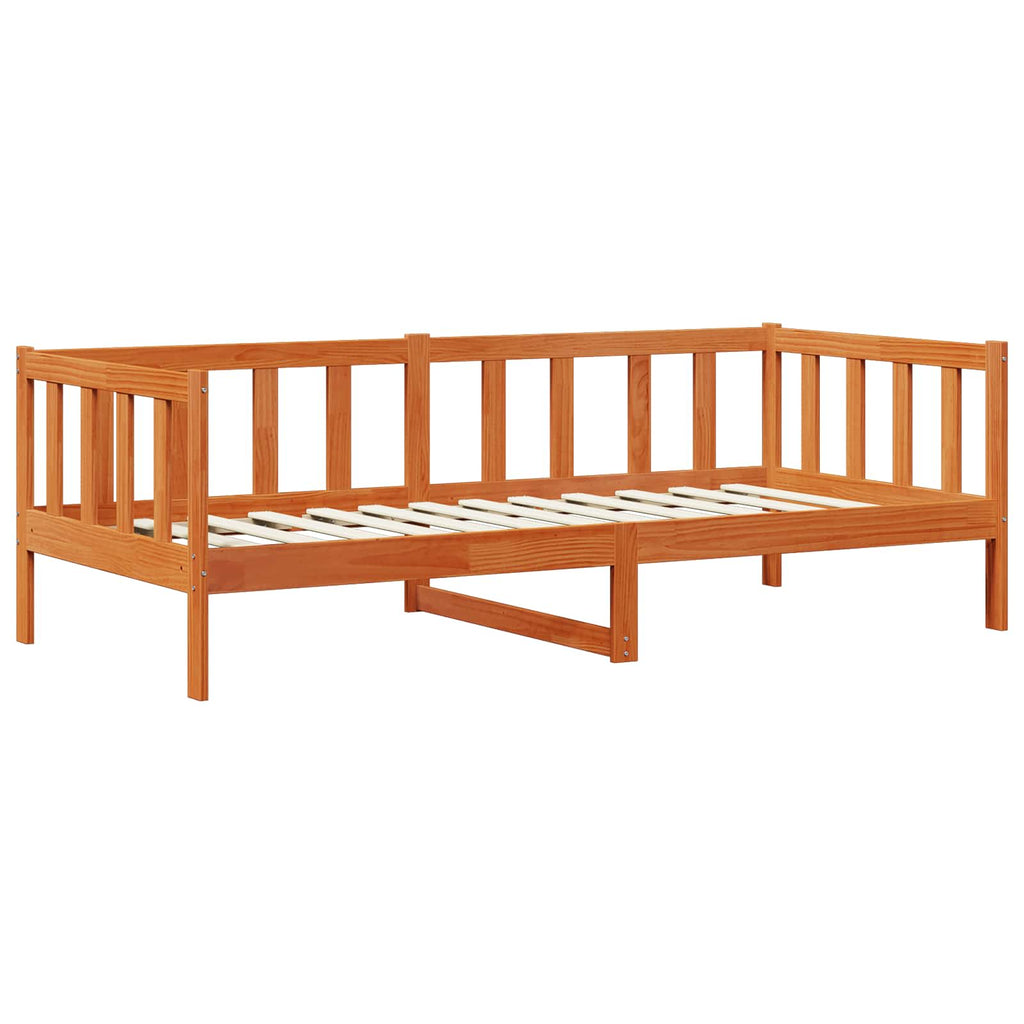 Tagesbett Set Wachsbraun 90 x 200 cm Massives Kiefernholz
