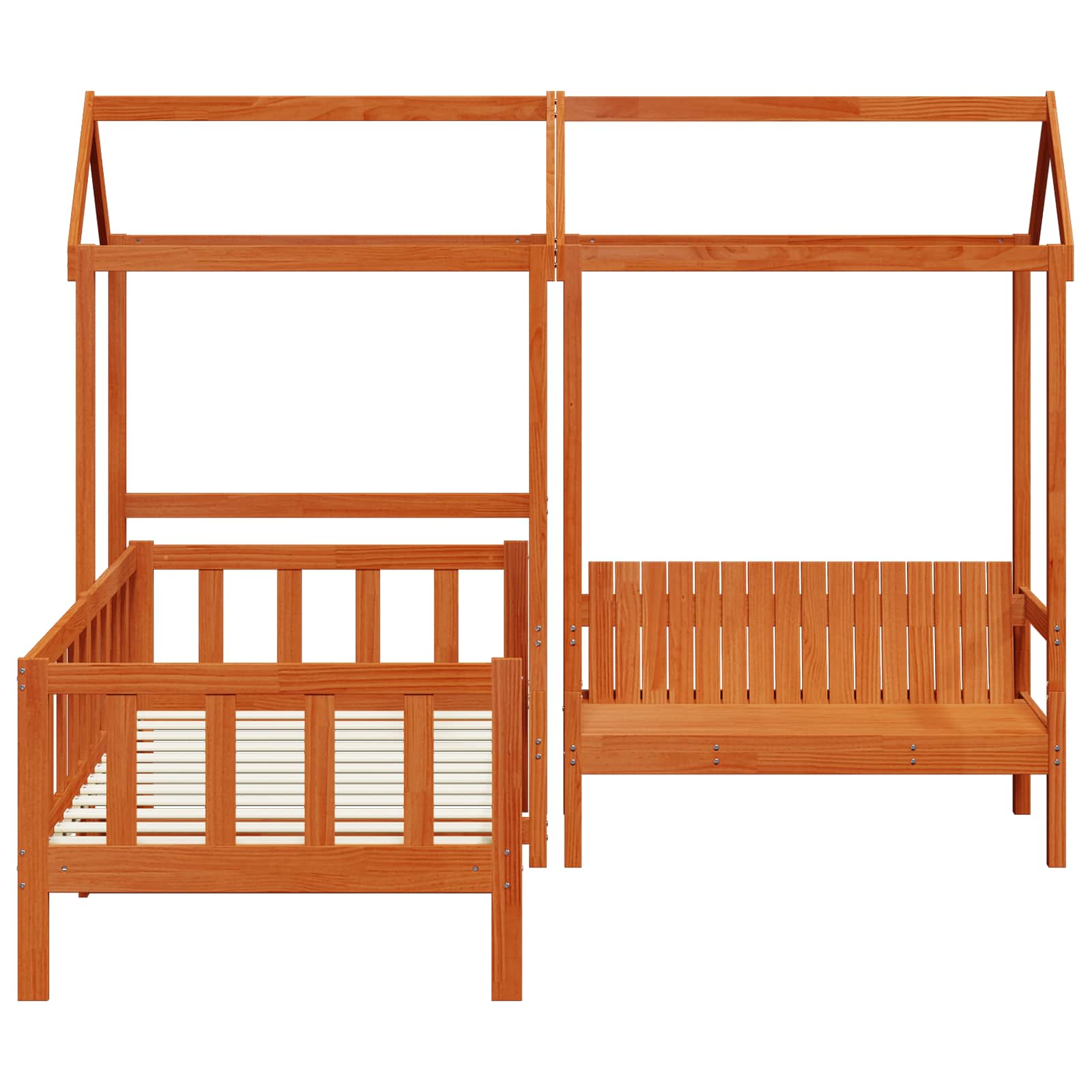 Tagesbett Set Wachsbraun 90 x 200 cm Massives Kiefernholz