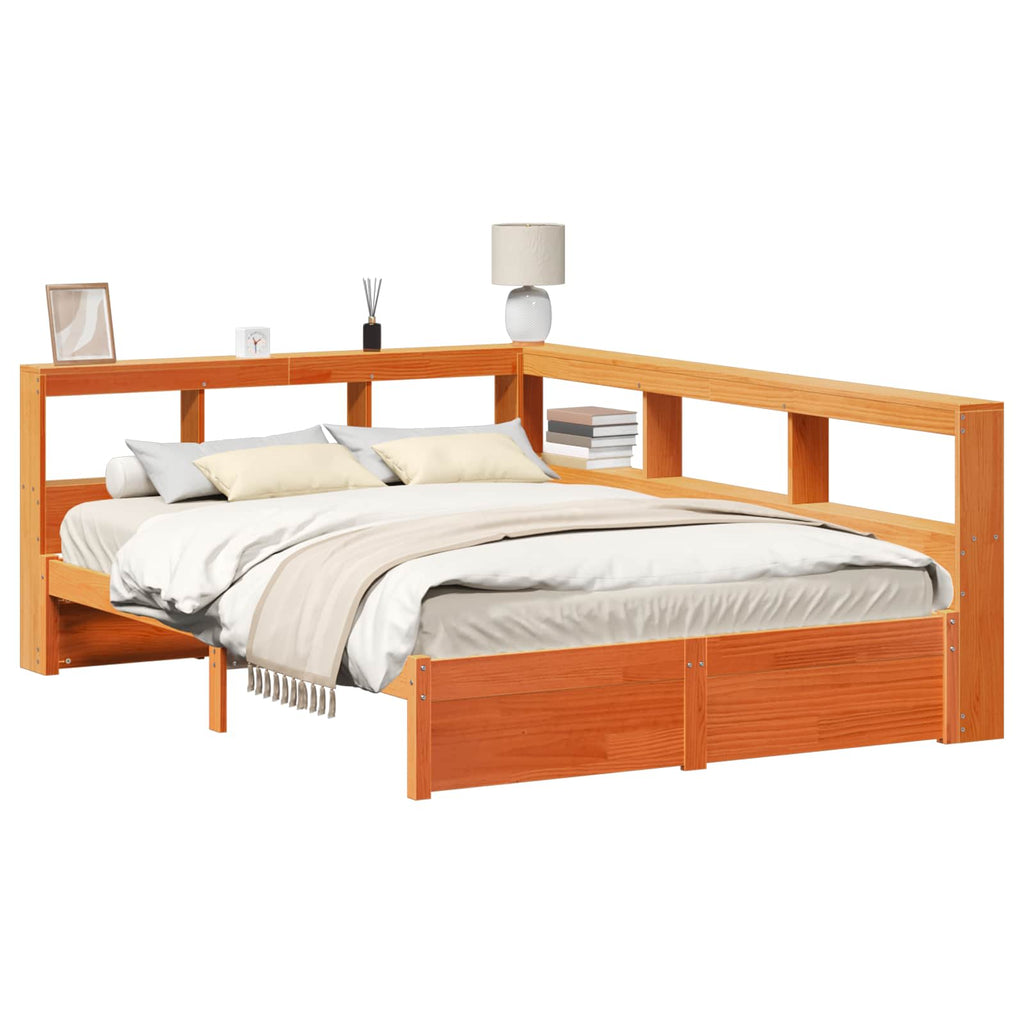 Bücherregal-Bett mit Kopfteil 2 pcs Wachsbraun 200 x 120 cm