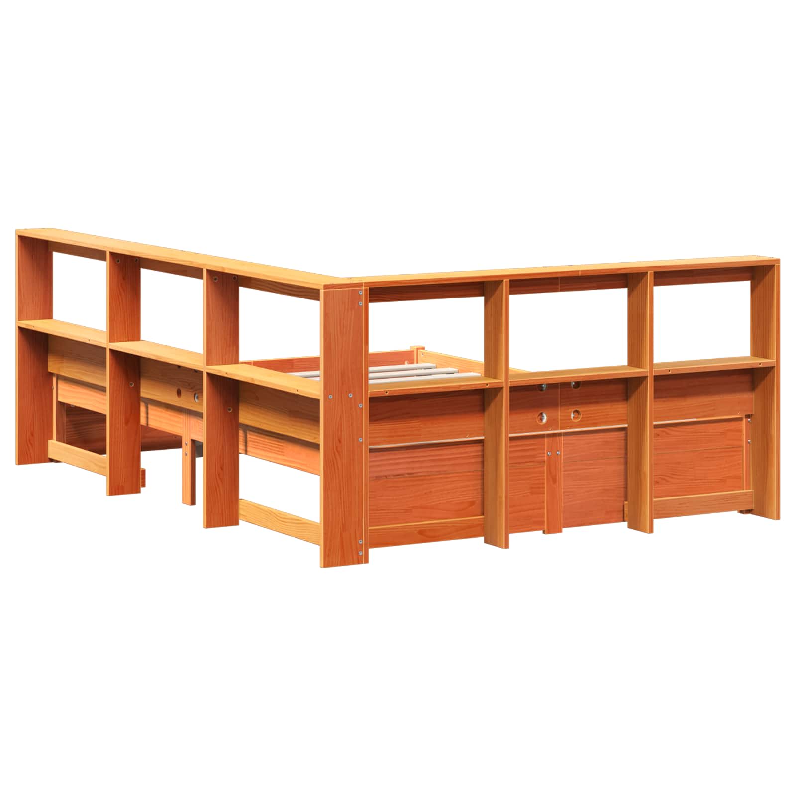 Bücherregal-Bett mit Kopfteil 2 pcs Wachsbraun 200 x 120 cm