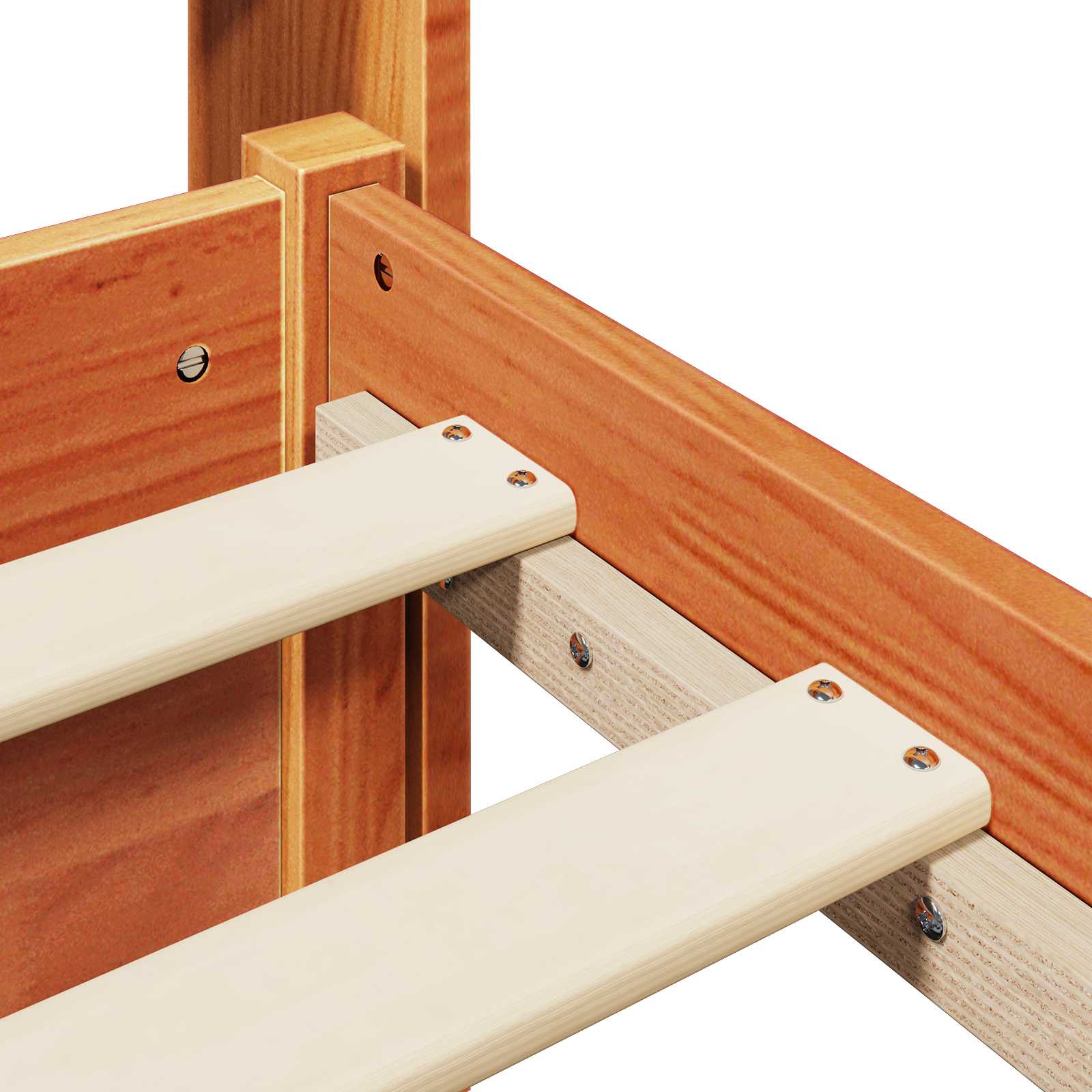 Bettrahmen mit Kopfteil 2 pcs Wachsbraun Massivholz Kiefer