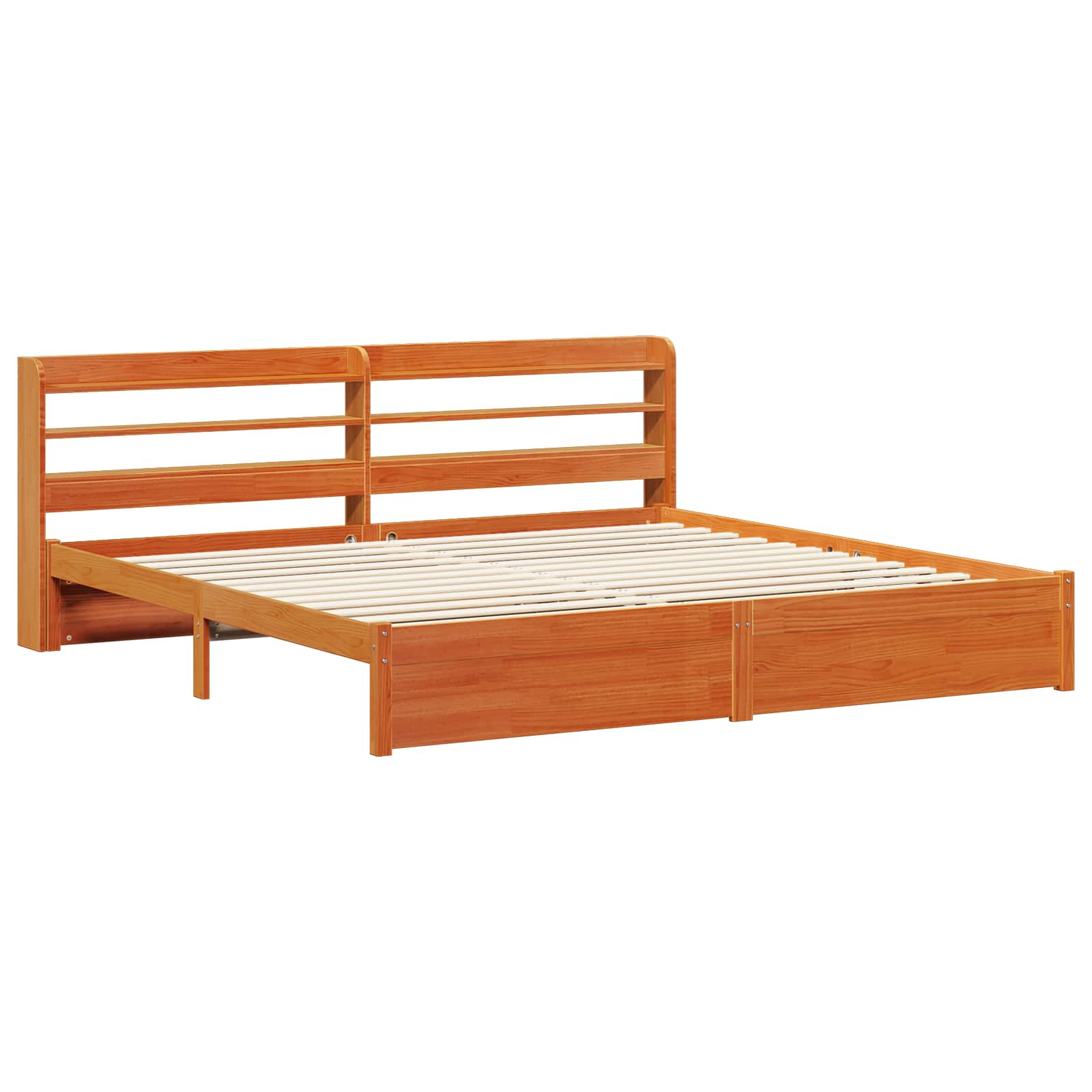 Bettrahmen mit Kopfteil 2 pcs Wachsbraun Massivholz Kiefer