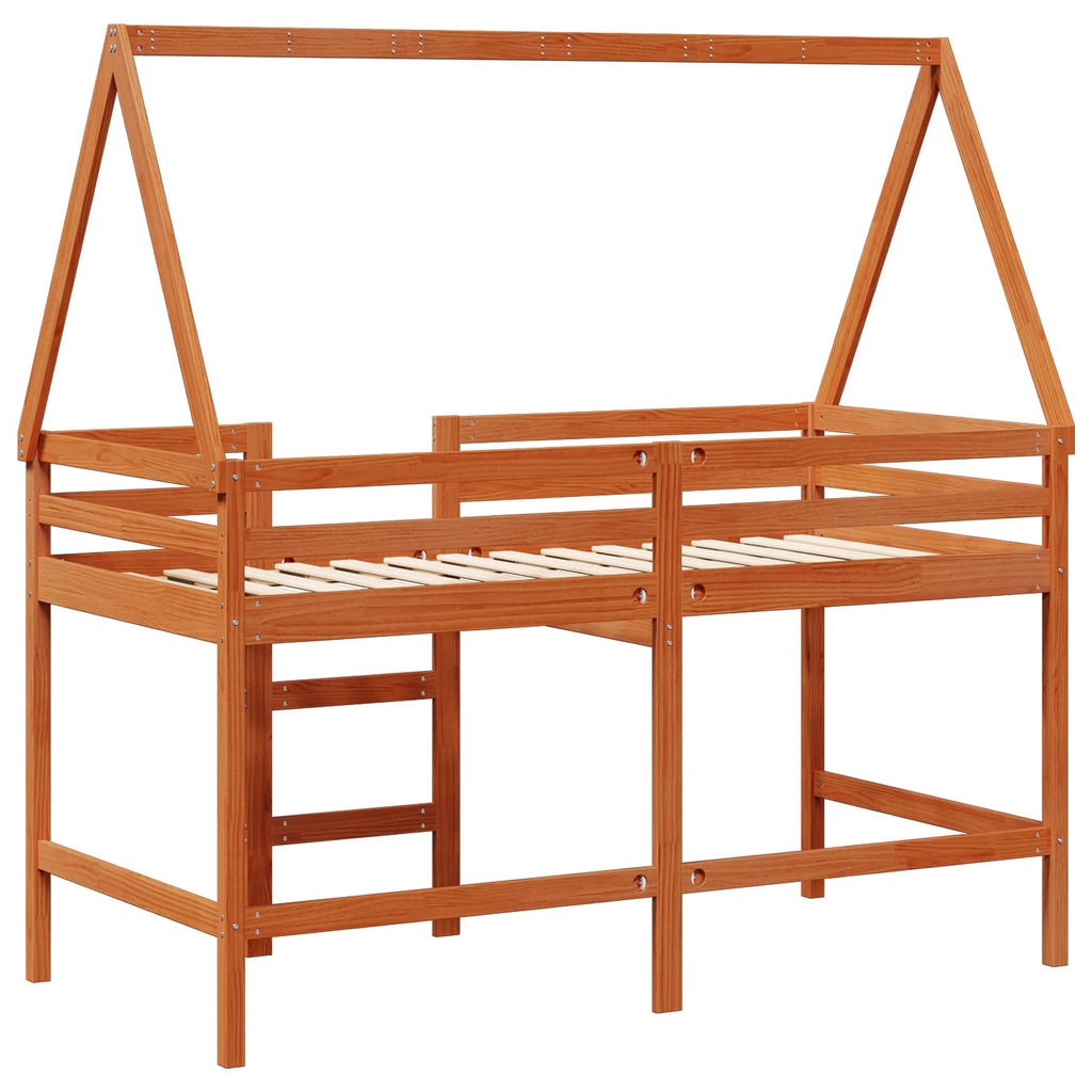 Hochbettrahmen Wachsbraun 90 x 190 cm Massives Kiefernholz