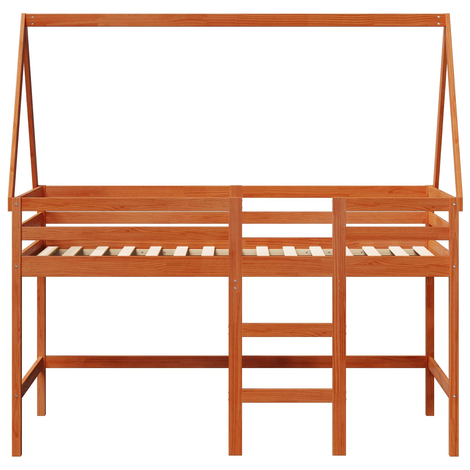 Hochbettrahmen Wachsbraun 90 x 190 cm Massives Kiefernholz