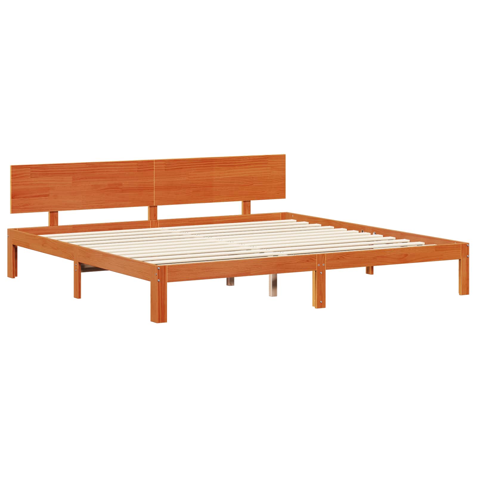 Bettrahmen mit Kopfteil 2 pcs Wachsbraun Massivholz Kiefer