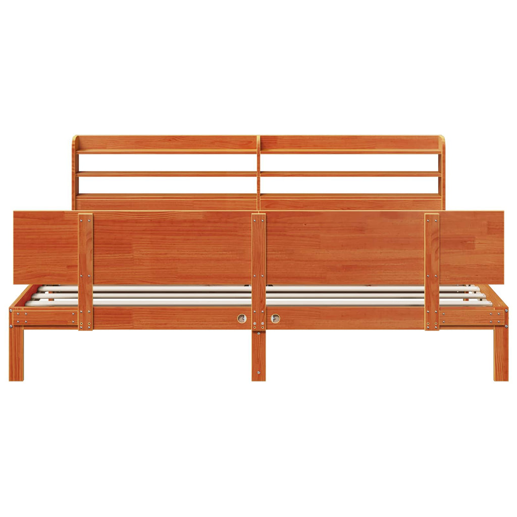 Bettrahmen mit Kopfteil 2 pcs Wachsbraun Massivholz Kiefer
