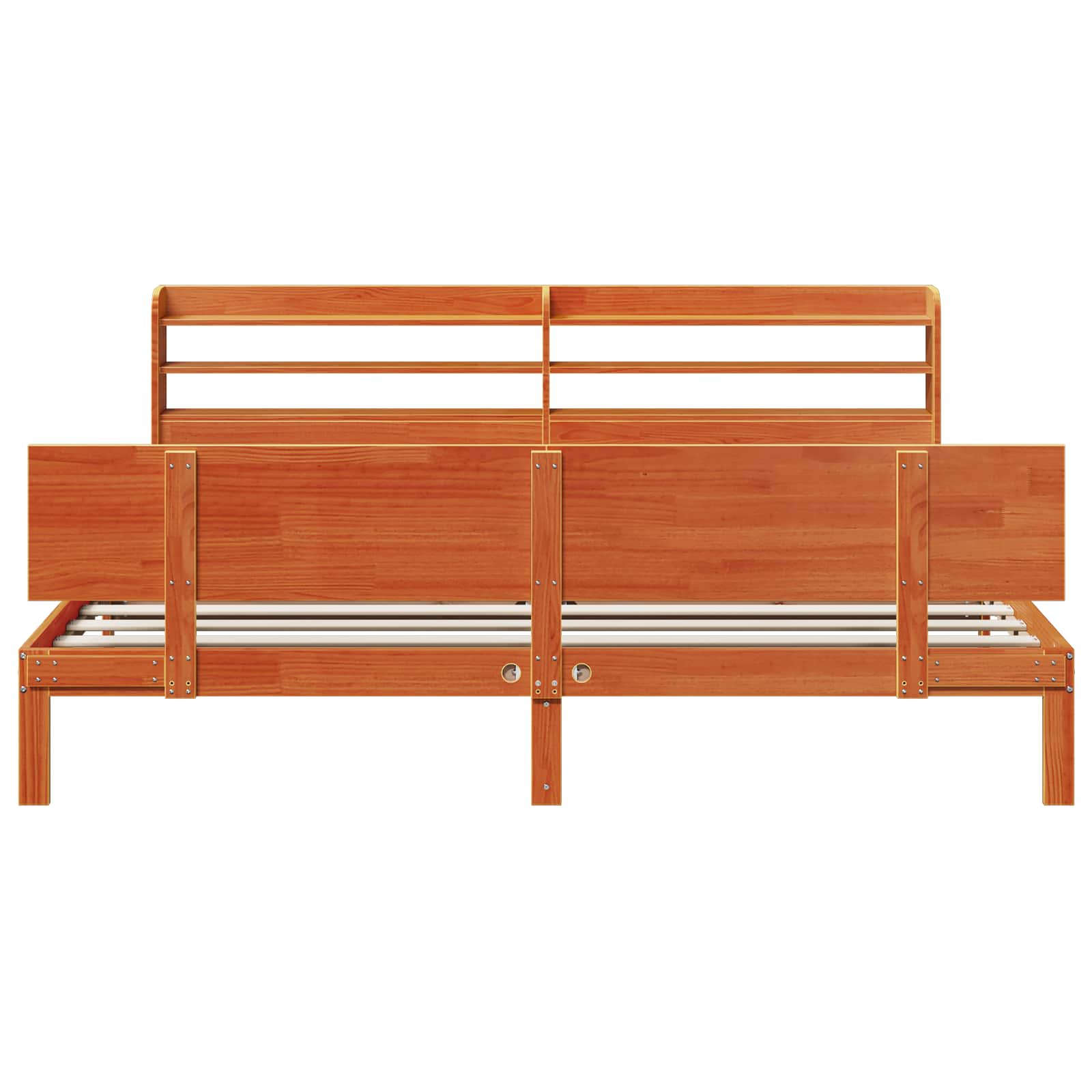 Bettrahmen mit Kopfteil 2 pcs Wachsbraun Massivholz Kiefer