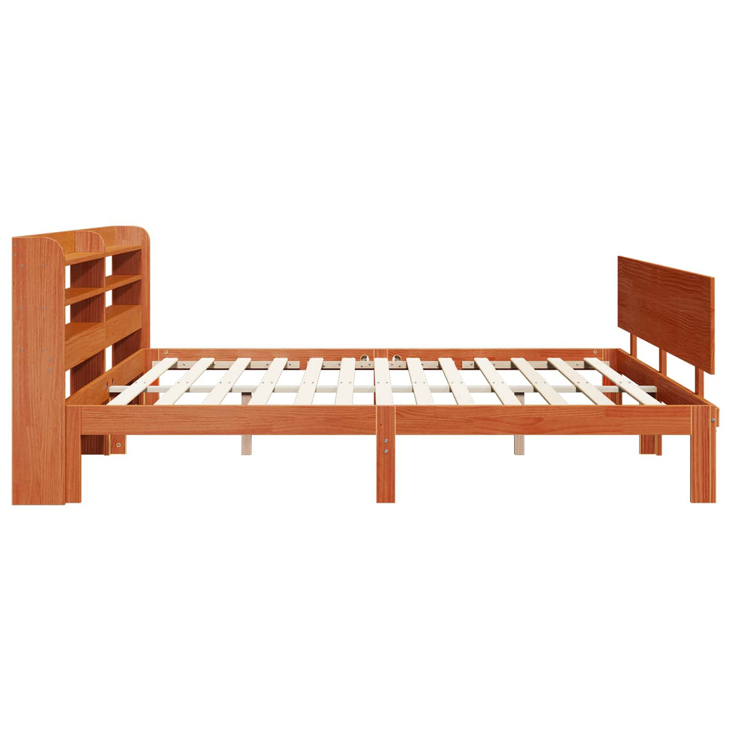 Bettrahmen mit Kopfteil 2 pcs Wachsbraun Massivholz Kiefer